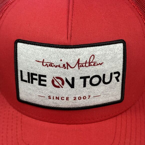 Travis Mathew Life On Tour Hat Cap Red Snapback Baseball Trucker Golf - Picture 2 of 11